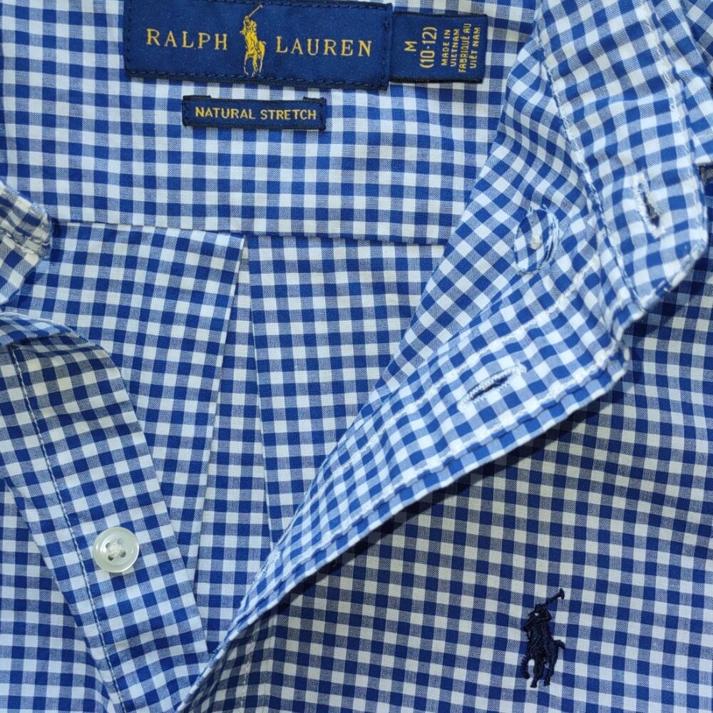 2 Boy's Ralph Lauren Button-Up Shirts Check & Plaid Long Sleeve  Boy Sz 10/12 - Picture 13 of 15